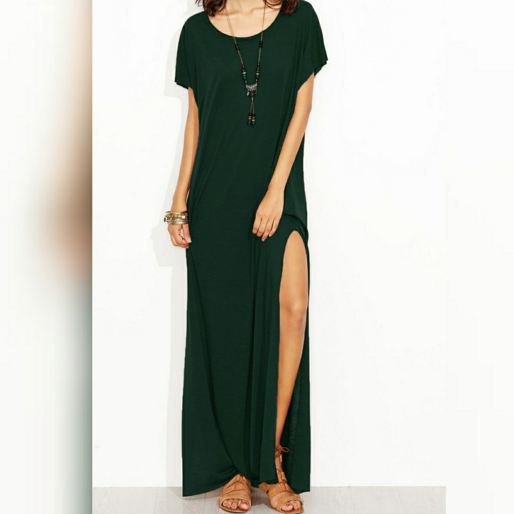 🎉ONE DAY SALE🎉 🌿🌱 GREEN SIDE SLIT MAXI🌱 - Picture 2 of 5